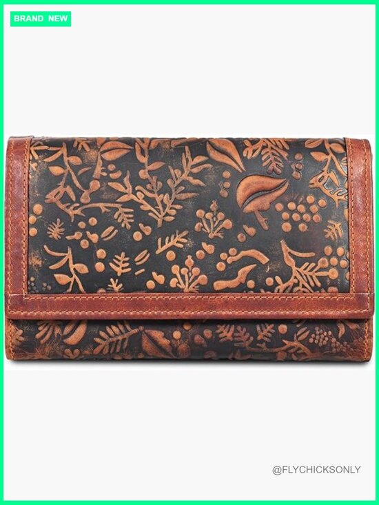Handbags - RFID Blocking Leather Wallet - Clutch with Card Slots - Genuine Leather